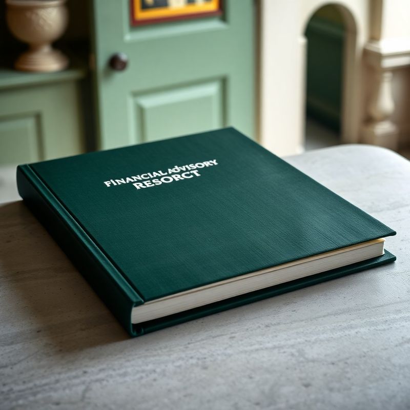 Printed financial advisory report bound in forest green linen cover