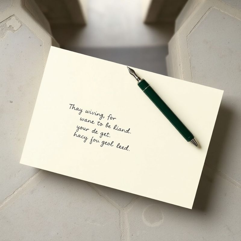 Overhead shot of a cream writing pad with a forest green fountain pen