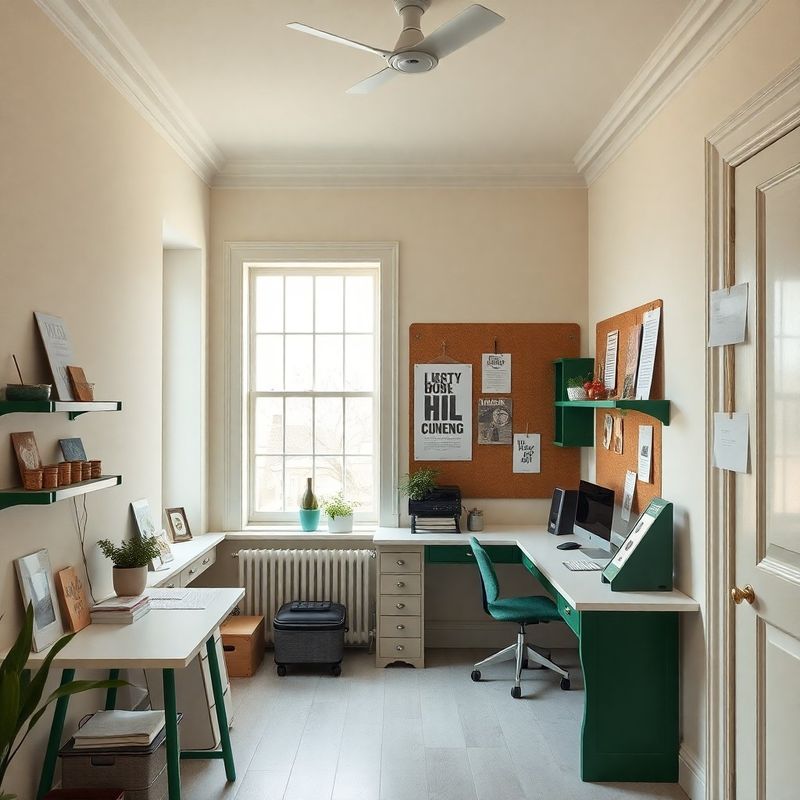 The Collective studio interior with cream walls and forest green shelving